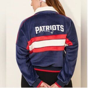 Anthropologie The Wild Collective New England Patriots Velour Jacket blue size L